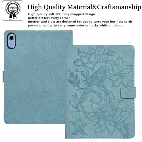 Étui iPad Air 11 M2 2024 bleu clair housse cuir support folio tablette intelligent fleur - 5
