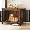 EasyCom 3996 XL Wooden Large Dog Crate Furniture for Medium and Large Breed Chew Resistant Dog Kennel Furniture Indoor with 2 Doors and 394 Raised Feet as TV Stand End Table Crate Table