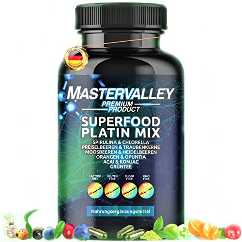 Superfood | Morning Fuel Bomb | Superfood Mix Platin | Next Level Premium Kapseln | Ohne Zusatzstoffe | 90 Kapseln | Made in Germany | Mastervalley Cover