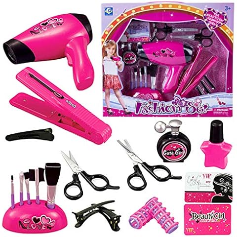 HYMAN Mädchen Make-up Spielzeug, Kinder Kosmetikkoffer Friseur Schmink Spielset Kinder Rollenspiele Frisur Spielzeug Cover