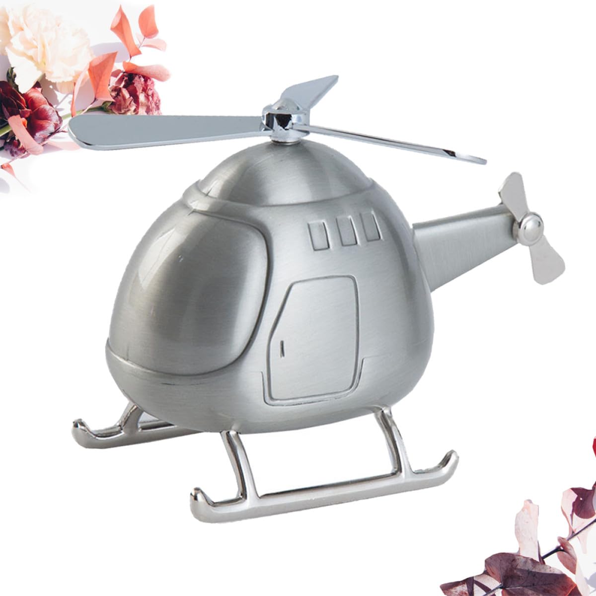 Homoyoyo Tirelire Hélicoptère Argenté en Plastique Mini Taille Boîte à Pièces pour Garçon et Filles et Décoration de Bureau Éducatif pour Économiser de L'argenté Ornement de Bureau Maison