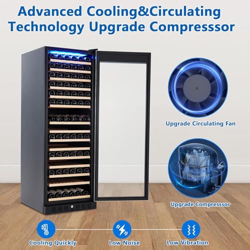 Image of Towallmark Bottles Wine Cooler Refrigerator 177, Freestanding Compressor Wine Fridge 41F-64F Temperature Control Large Wine Cellar, Wine Cooler Refrigerator for Red White Wine, Champagne, Beer