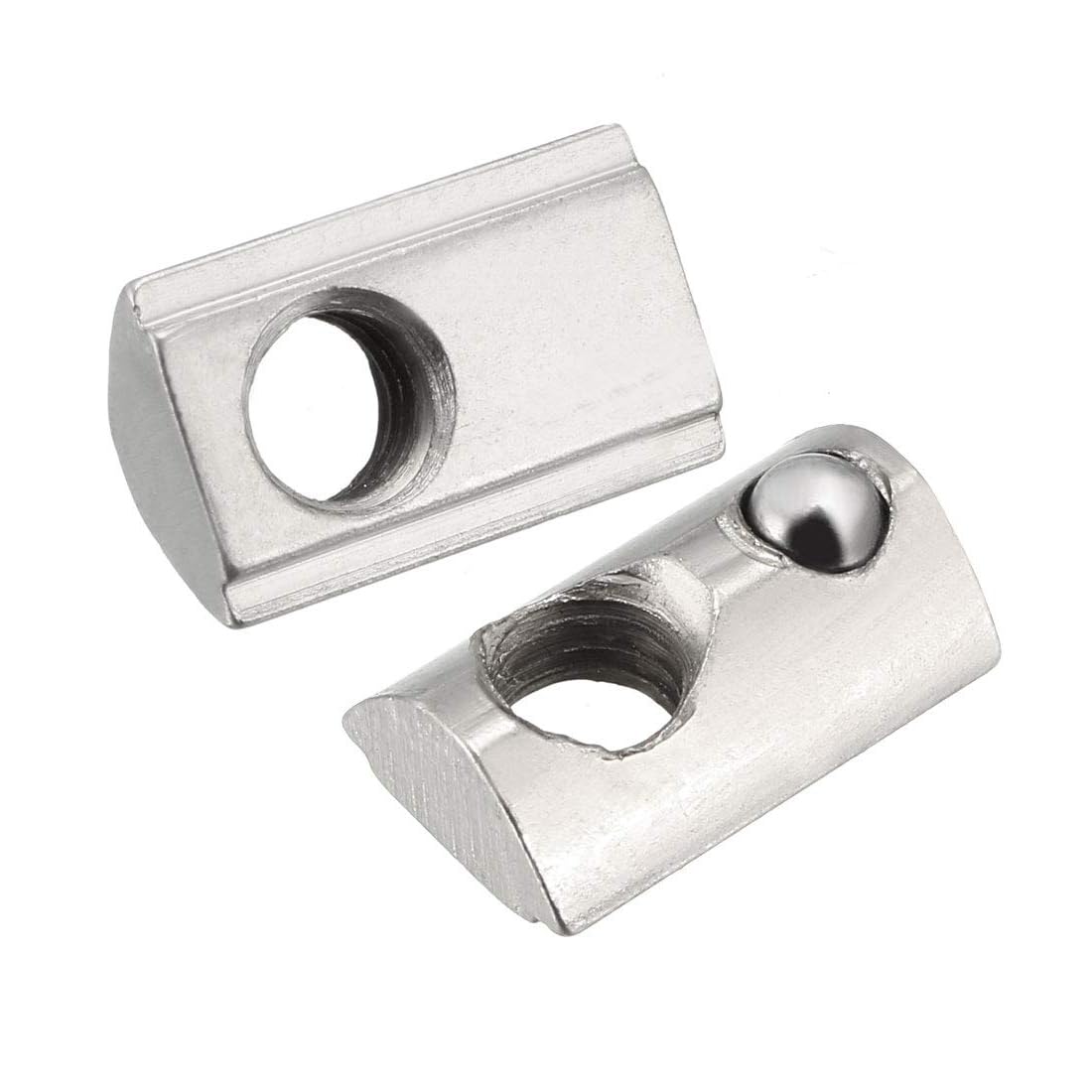 12Pcs M5 Roll-in Spring T Nuts, Carbon Steel T-Slot Nuts for 2020 Series Aluminium Extrusion Profiles with 6mm Groove, Nickel-Plated Elastic Ball Nut