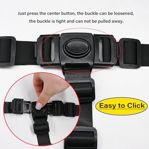 3-Point Harness Straps Belt for High Chair,Universal Adjustable Harness Strap Replacement for High Chair/Pushchair/Stroller(Black) — view 2
