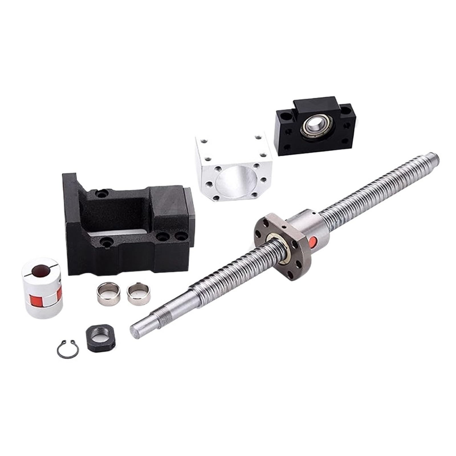 Metal Ball Screw nut Ball Screw Kit SFU2510 L300-1000mm with Single Nut+BF20+DSG25H+Coupling+ HM20-86 Motor Mount for CNC(400mm)