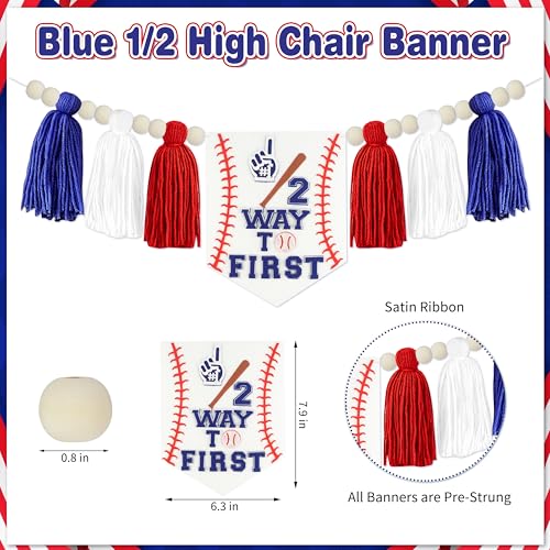 Image of Baseball 1 /2 Birthday Decorations Kit - Includes inch1 /2 Way to First inch Banner, High Chair Garland, Cake Topper, Soft Crown & Photo Backdrop for 6-Month Rookie Party