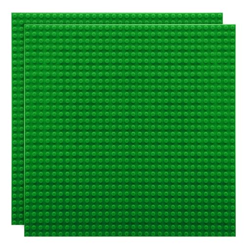 Image of Lekebaby 2 Pack Classic Baseplates 10 inch x 10 inch, Building Base Plates for Building Bricks, 100% Compatible with Major Brands and Activity Table-Baseplate, Sturdy & Safe, Age 3 and up Kids, Green