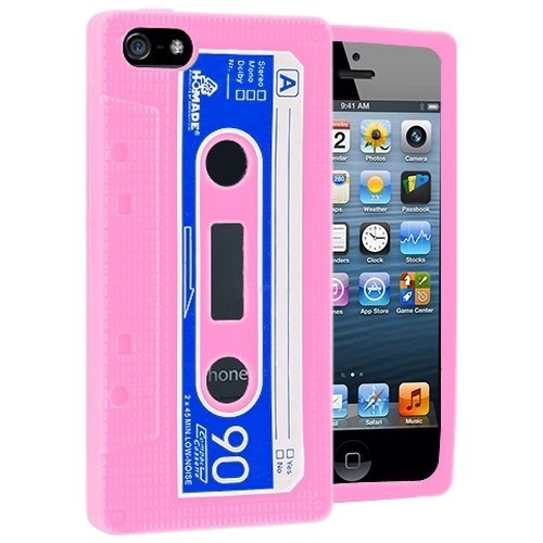 Sleek Gadgets – Rosa Retro de casete de silicona para nuevo Apple iPhone 5, iPhone 5 G 16 GB, 32 GB, 64 GB