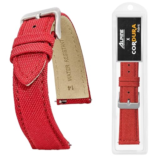 Image of Alpine Cordura Fabric Watch Band - Quick Release Replacement Watch Bands - Water Resistant Back Lining Leather Strap - Watch Bands for Women & Men - Compatible with Regular & Smart Watch Bands