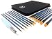 Heart Nuvo's 15+1 Artist Paintbrush Set With Case - Assorted Nylon Brushes and Water Brush for Watercolor Painting, Acrylic Painting, and Oil Painting