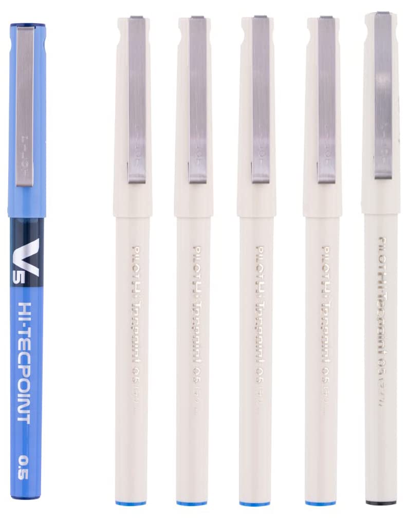 Pilot V5 Roller Ball Pen Pack of 5 (Blue Ink) HiTechPoint 05 Roller Ball Pen - Pack of 5 - (4 Blue Pens +1 Black Pen) (B0BPWRXWR4) Amazon Price History, Amazon Price Tracker