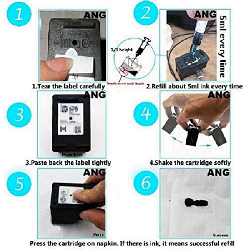 Image of ANG Refill Ink for 860 Black & 861 Color Cartridge Compatible with Ink 805 803 680 678 682 818 802 901 703 704 46 21 22 27 28 56 57 88 98 Cartridges 100g Each Bottles (Full Set)