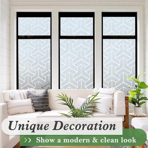 MOCOCO Premium Vinyl Privacy Stained Frosted Window Glass Film (12x25 Inch) - Self-Adhesive Tint Wallpaper Sticker Opaque Sheet for Glass Cover Window, Door, Office, Home.| Anti-UV. 3D Arrow Design - Image 7