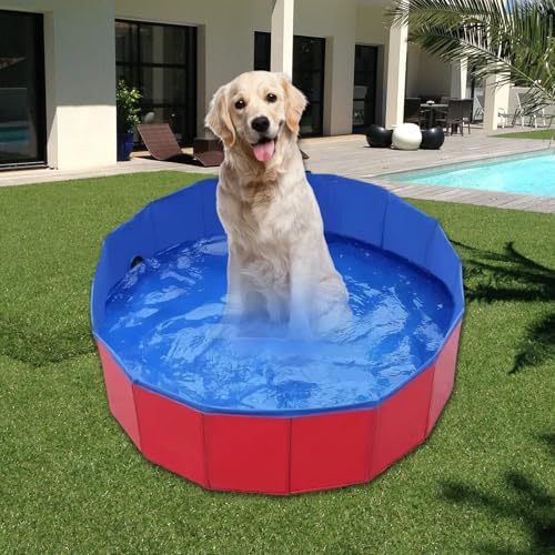60x20cm Hundepool fur Kleine Hunde Hundebecken Faltbare Schwimmbecken Hund Planschbecken rutschfest Hundebadewanne Swimmingpool mit Ablassventil