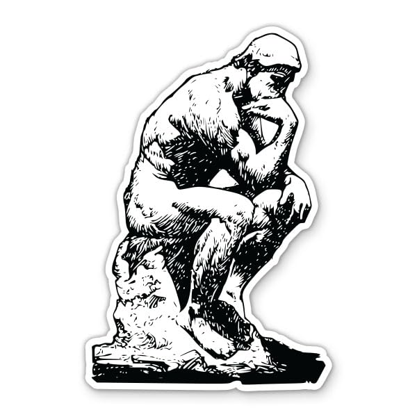 The Thinker Sticker - 3" Laptop Sticker - Waterproof Vinyl for Car, Phone, Water Bottle - Auguste Rodin Art Sculpture Decal