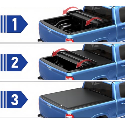 PENSUN 5.8FT Soft Tri-fold Truck Bed Tonneau Cover for 2007-2025 Chevy Silverado 1500, GMC Sierra 1500 Tonneau Cover Bed, 69.6\" Bed