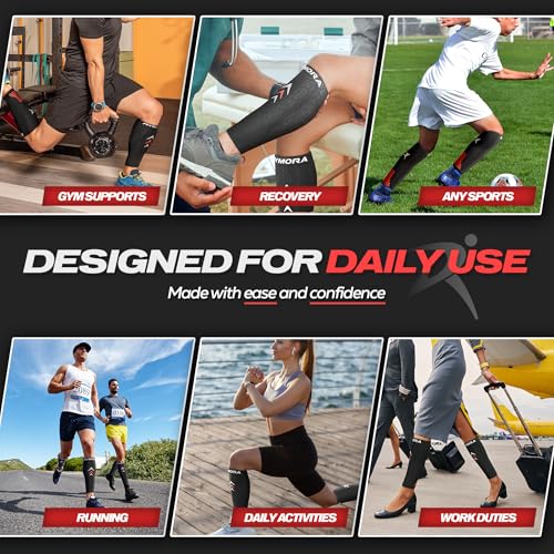 Rymora Calf Compression Sleeves Men Women - Leg Compression Sleeve Footless Socks - Shin Splint Relief Fitness Running