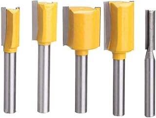 Eyech 5pc Straight Dado Router Bit Set Double Flute Plywood Dado Cut Router Bits Carbide 1/4 Inch Shank Straight Cutting Router Bit Woodworking Tool-1/4" 3/8" 1/2" 5/8" 3/4" Cutting Diameter