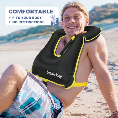 image for Jurmickey Inflatable Snorkel Vest Adults, Portable Snorkel Jacket, Buo