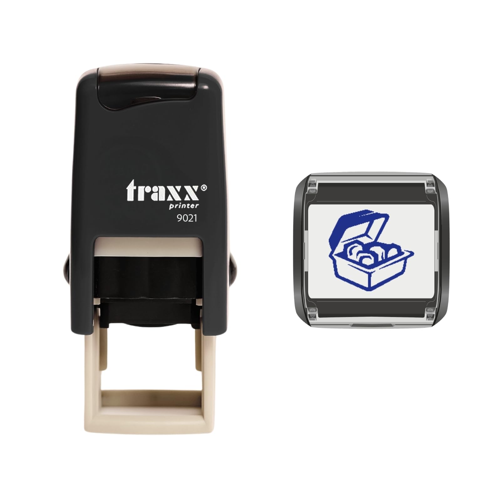 Traxx 9021 Loyalty Card Self Inking Rubber Stamp *A Blue Treasure Chest Design*