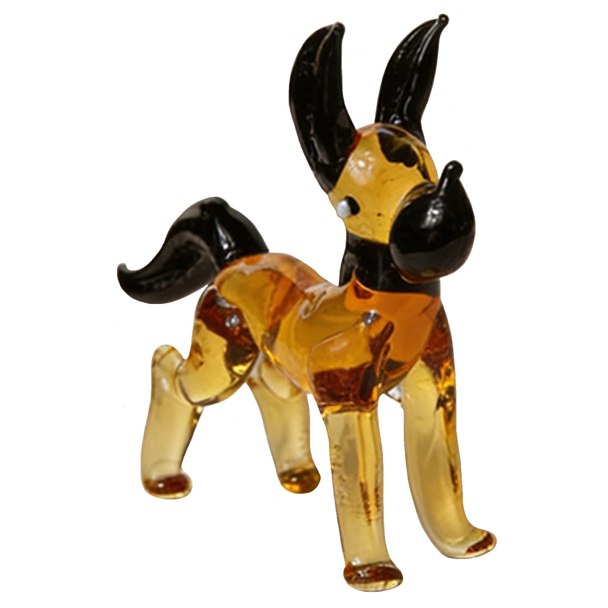 ZDHC Cute German Shepherd Dog Figurine Art Hand Blown Glass Malinois Sculpture Collectible Puppy Crystal Ornaments for Centerpiece Home Office Display Decor Craft