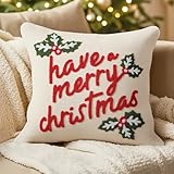 Voqeen Weihnachtskissenbezug 45x45cm 3D Weihnachtsdeko für Couch Weihnachts Kissenbezug Flauschige Christmas Cushion Covers Winter Innen Kissenbezug