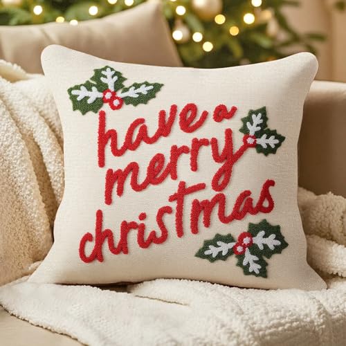 Voqeen Weihnachtskissenbezug 45x45cm 3D Weihnachtsdeko für Couch...