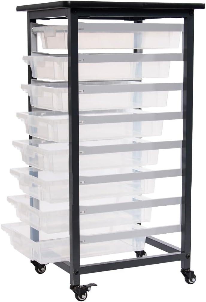FSE 373-MBS-SR-8S-CL Mobile Bin Storage Unit - Single Row with Small Clear Bins
