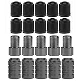 Alloygold Presta to Schrader Adapter, 5 Pcs, French/UK to US, with 15 Valve Caps, for Mountain & Road Bikes and Cars (Grey)