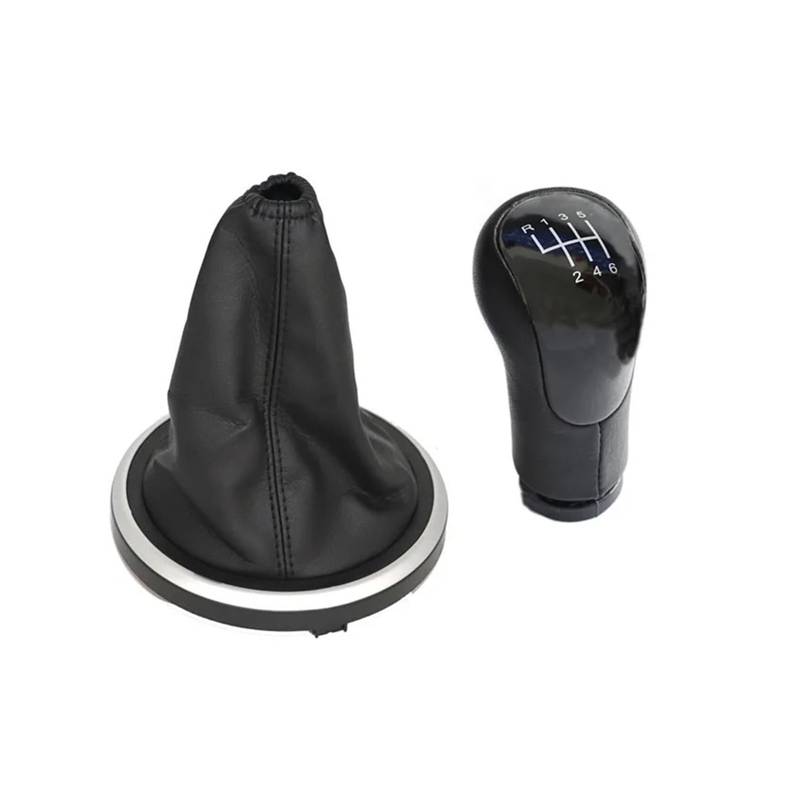 VAVGKDKPZB Shifter Lever Handle for Fiesta 2002-2007 Gear Shift Knob Shifter Lever Change Gaitor Boot Cover(2Pcs 6 Speed Black)