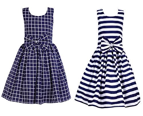 Image of Casual Frock for Baby Girls,Blue Printed and Olive Printed,Pack of 2