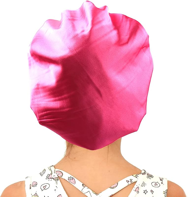 Touca de cetim infantil sent hair Rose Red com dupla camada