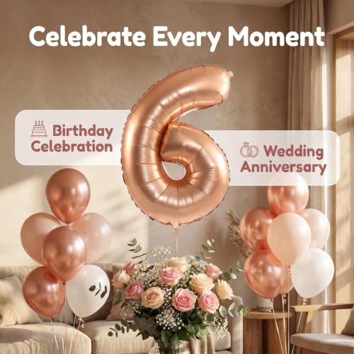 Image of YPSelected 32 Inch Large Foil Helium Number Balloon Birthday Wedding Party 0-9 (Orange, 6)