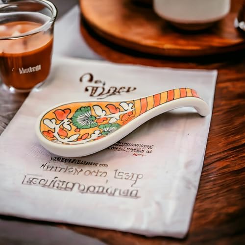 Image of Malaikah Ceramic Spoon Rest Orange Pack of 3 for Home, Kitchen, Dining, Kitchen Decor & Gifting