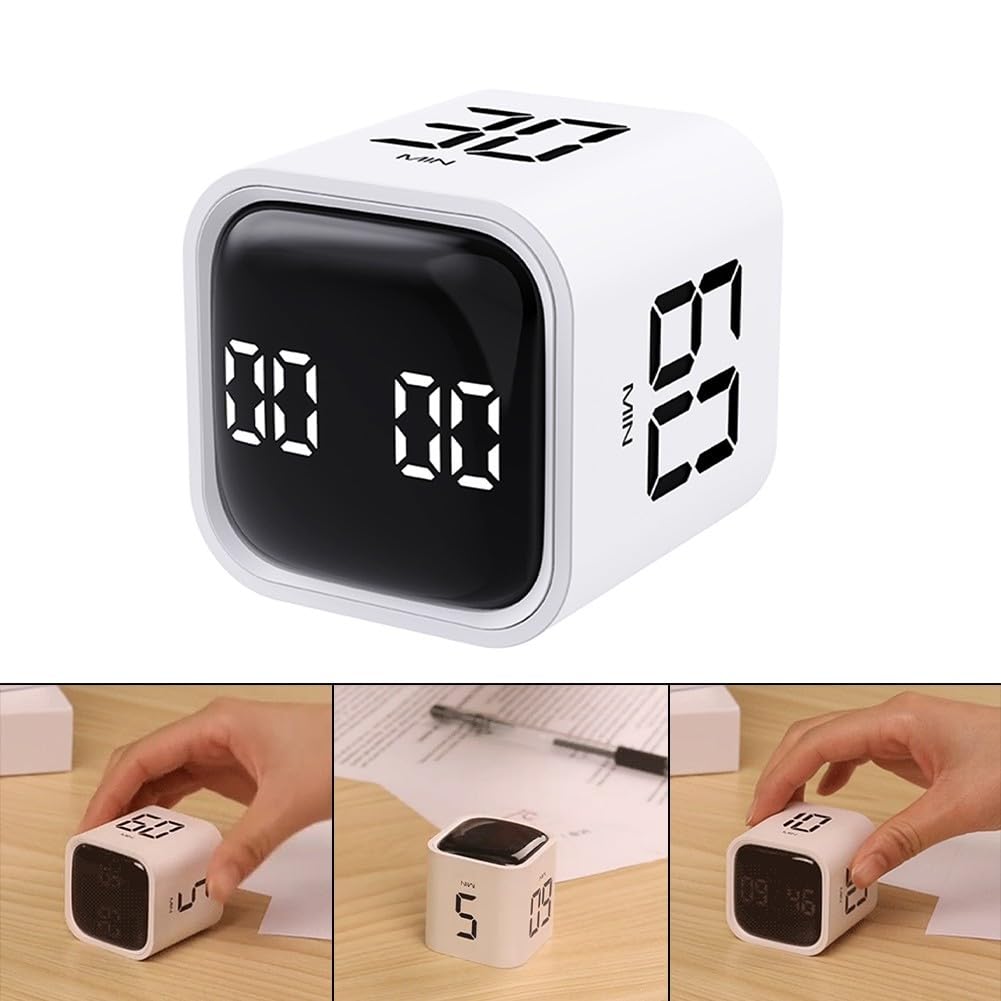 Cube Timer Digitale A Gravità, Timer Da Cucina Ricaricabile USB-C, Cubo Girevole Con Display LED E Volume Regolabile (Nero), Per Studio, Sport, Lavoro - 6