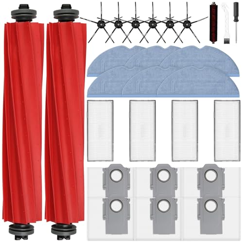 27 Stück Zubehörset für Roborock S7 MaxV Ultra / S7 Pro Ultra / S7 Max Ultra Saugroboter 2 Hauptbürste 6 Staubbeutel 6 Wischpad 4 HEPA Filter 6 Seitenbürste 1 Reinigungszubehör 1 Schraubendreher