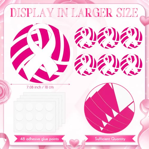 Image of Taobary 24 Pcs Breast Cancer Awareness Cutouts Pink Volleyball Decorations | 7 Inch Pink Ribbon Volleyball Bulletin Board Classroom Decorations, DIY Charity Activity Sports Party Supplies