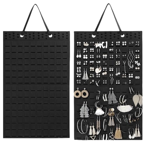 ACHANFLY 2 Piezas Organizador de Pendientes Organizador Joyas Filz Schwarz Colgador Pendientes Hängende Halskette Ohrringhalter für Frauen und Mädchen, Hält bis zu 300 Paar