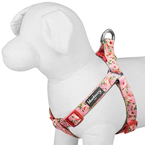 Blueberry Pet Step-in Spring Scent Inspired Floral Rose Baby Pink Dog Harness, Chest Girth 19.5