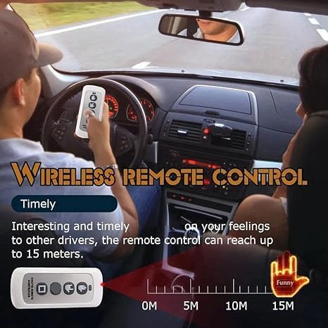 Miniatura 5 de Luz de gesto de mano para automóvil, nueva luz LED para la ventana trasera del automóvil, luz de dedo del coche con control remoto, señal LED de