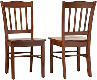 Boraam Shaker Dining Side Chairs Set of 2 Walnut - Solid Rubberwood, Contoured Comfort for Farmhouse Rustic Kitchens