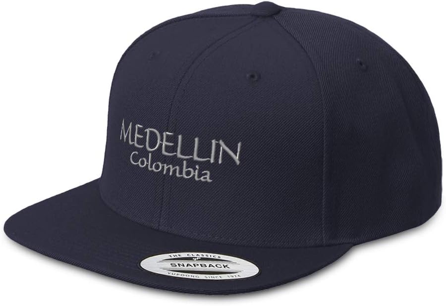 Speedy Pros Snapback Hats for Men & Women Medellin Colombia Embroidery Acrylic Flat Bill Baseball Cap Navy Design Only