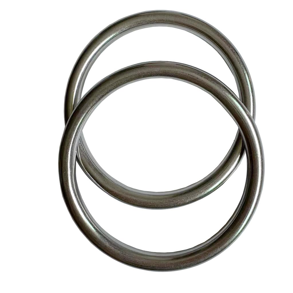 CHHGGNN Metal Rings, 2 Pack Seamless O Ring 3.7 inch Stainless Steel O Rings Heavy Duty Ring Smooth Solid Multi-Purpose Metal Ring, 8mm x 80mm