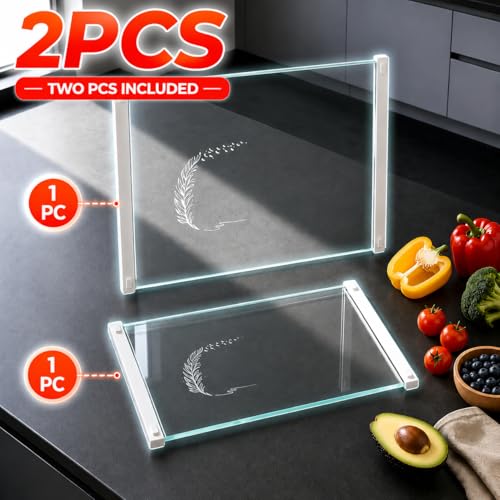Juego de 2 Tablas de Cortar de Vidrio Templado, Libres de Plástico y No Porosas para Cocina, 40,6 x 30,5 cm y 30,5 x 20,3 cm, con Patrones Artísticos, Pies Antideslizantes, Resistentes al Calor y a Roturas, Aptas para Lavavajillas miniatura 2