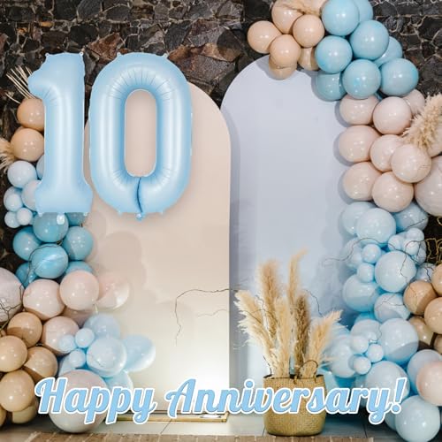 Image of Light Blue Number 0 Balloon, 40 Inch Big Large Foil Number Balloons, Giant Mylar Number 0 Balloons for Birthday Baby Party Decorations Supplies Anniversary