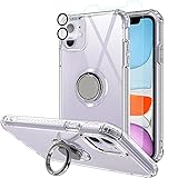 SPIUST iPhone 11 Case,[ Built-in Ring Kickstand+Screen Protector and Camera Protector ] Hybrid Impact Defender Shockproof Drop Protection Full Body Protective Cover for iPhone 11 6.1-inch 2019 (Clear)
