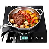 JollyOne Single Burner Induction Cooktop, ETL-Certified 1800W Portable Induction Cooktop Large 8 inch Heating Coil, 12 Temp Settings up to 465℉ Electric Stove Hot Plate with 3 Hour Timer, Safety Lock