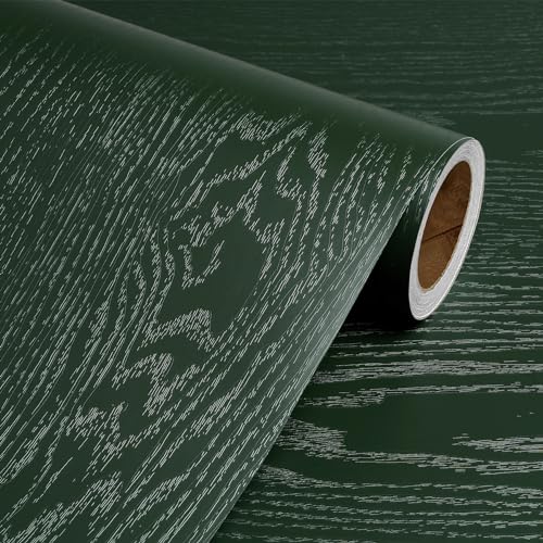 Livelynine Papel Adhesivo para Muebles Madera Verde Papel Pintado Madera Autoadhesivo Dormitorio Impermeable Vinilo Encimera Cocina Madera Vinilos para Muebles de Cocina Baños Mesas Armario 40CMx2M