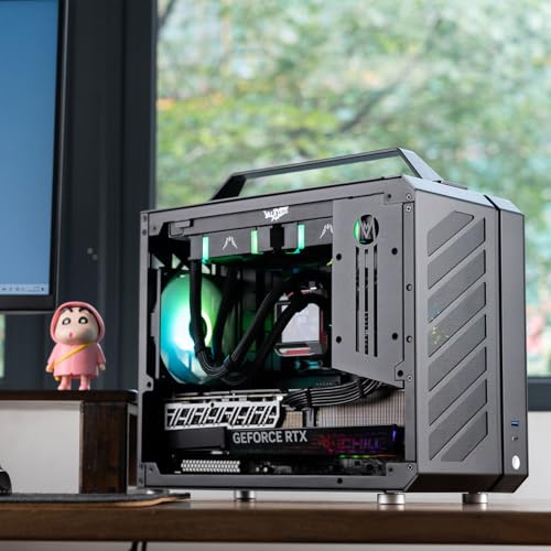 Carcasa Matx Itx Mechanic Master C28 en aluminio negro con cristal templado 2