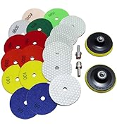 16 Packs Dry Diamond Polishing Pads Set, 4 Inch Dry/Wet Granite Bufffing Pad for Marble Quartz Co...